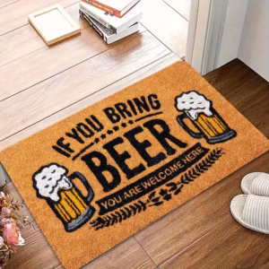 f You Bring BEER You Are Welcome Here" Text Print Pattern Door Welcome Mat, Sponge Thickness 1.19 cm
