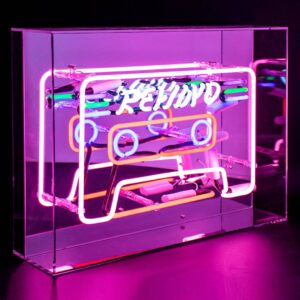 Cassette Large Glass Neon Sign - Pink