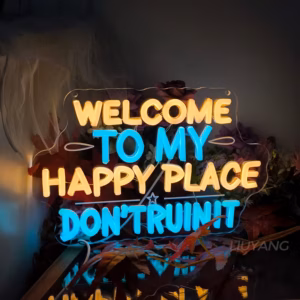 Welcome to My Happy Place Don'T Ruin It Neon Sign for Wall Decor, USB Powered