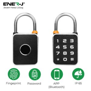 ENER-J Smart Fingerprint & Keypad Padlock, 3-in-1 Biometric