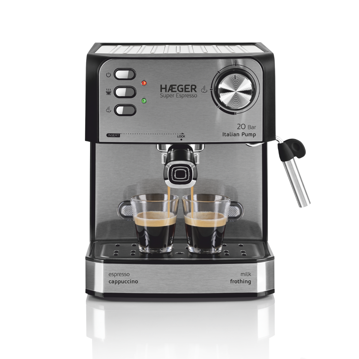 HAEGER Super Espresso Coffee Machine - 20 Bar, 1.6L, 850W