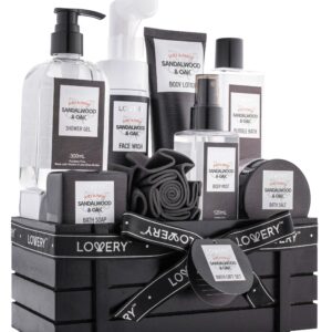 Luxury Spa Kit for Men, Sandalwood Oak Scented Bath Gift Set
