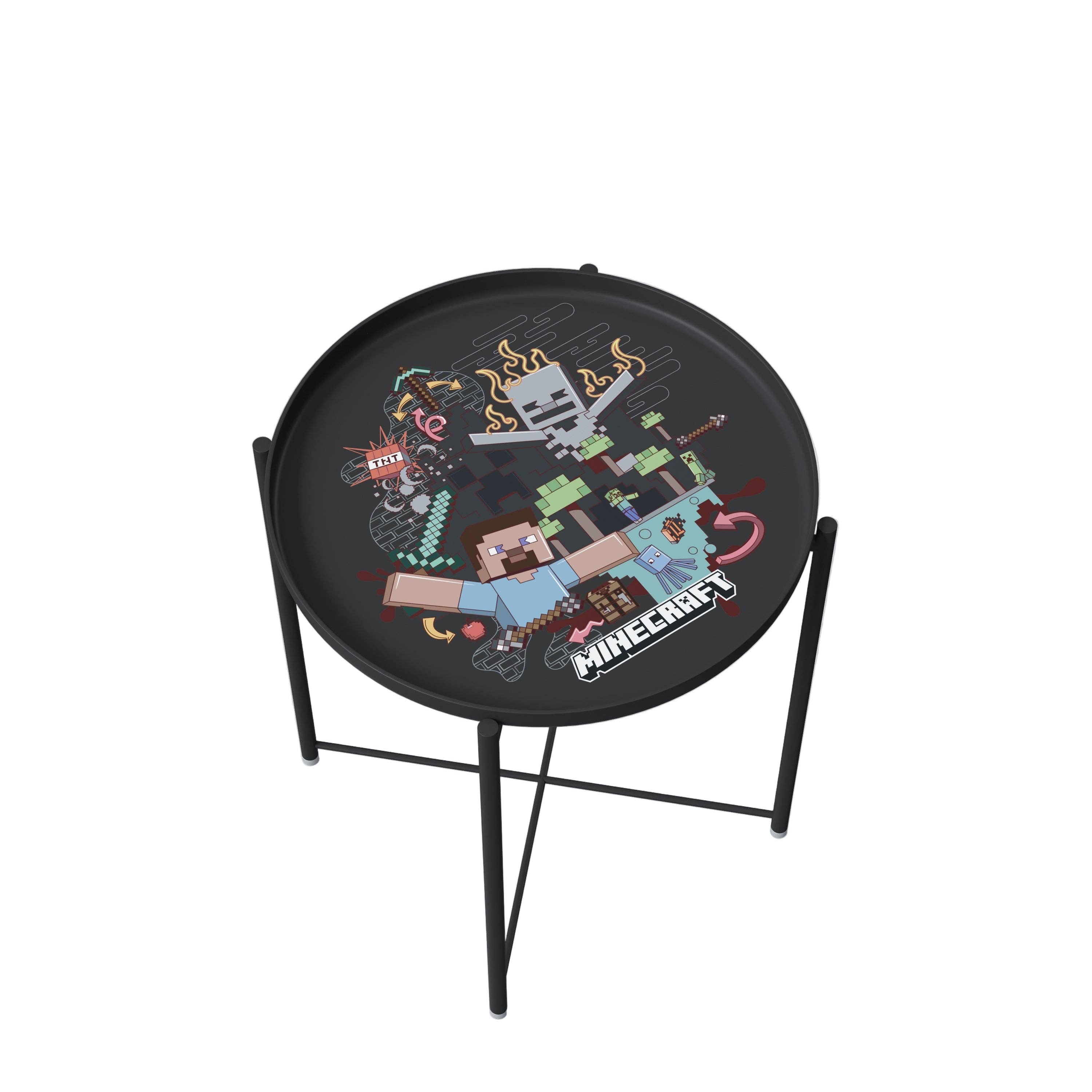 MINECRAFT round side table with removable tray