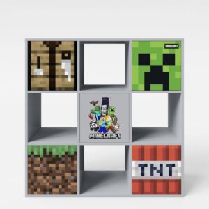 MINECRAFT shelf with 4 compartments & 5 doors - Push to Open