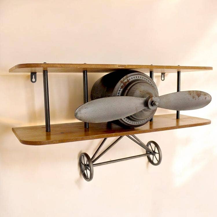 Vintage Look Aeroplane Shelfs - Aviation-Inspired Wall Decor