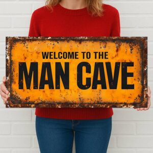 Welcome to the Man Cave Metal Sign – Rustic Wall Decor