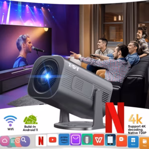 Portable Projector, with Android 11, Dual Wifi6, 260ANSI Brightness,