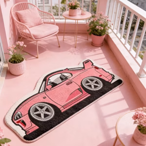Pink Sports Car Shaped Living Room Decorative Rug 80x180cm