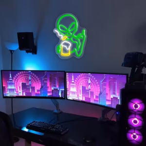 Crazy Aliens Drink Beer Under Neon Lights