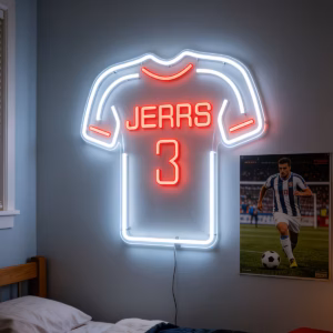 white Personalized Jersey Neon Sign, Customizable with Name and Number