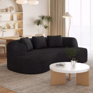 Sofa with Sleeping Function - Chenille Sofa Bed, Crescent-Shaped Sofa for Improved Ergonomics, Sofa with Three Cushions,