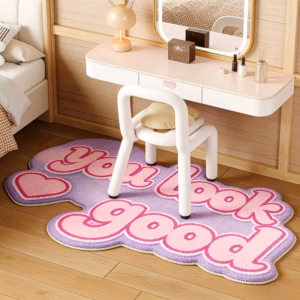 Pink Decorative Carpet with English Letters for The Living Room 80X160CM