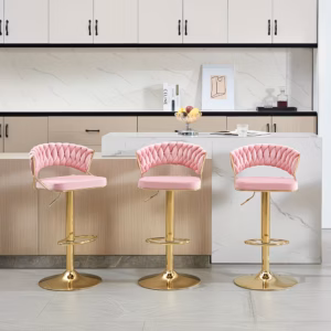 1 Bar Stools Rotating Lifting Bar Chair High Foot Stool Nordic Furniture Velvet Bar Chairs Adjustable Height Barstools