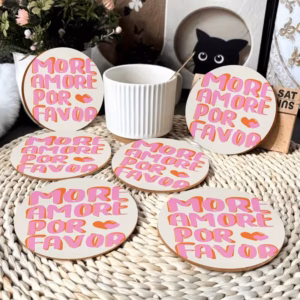 6pcs "More Love Please" Wooden Coasters